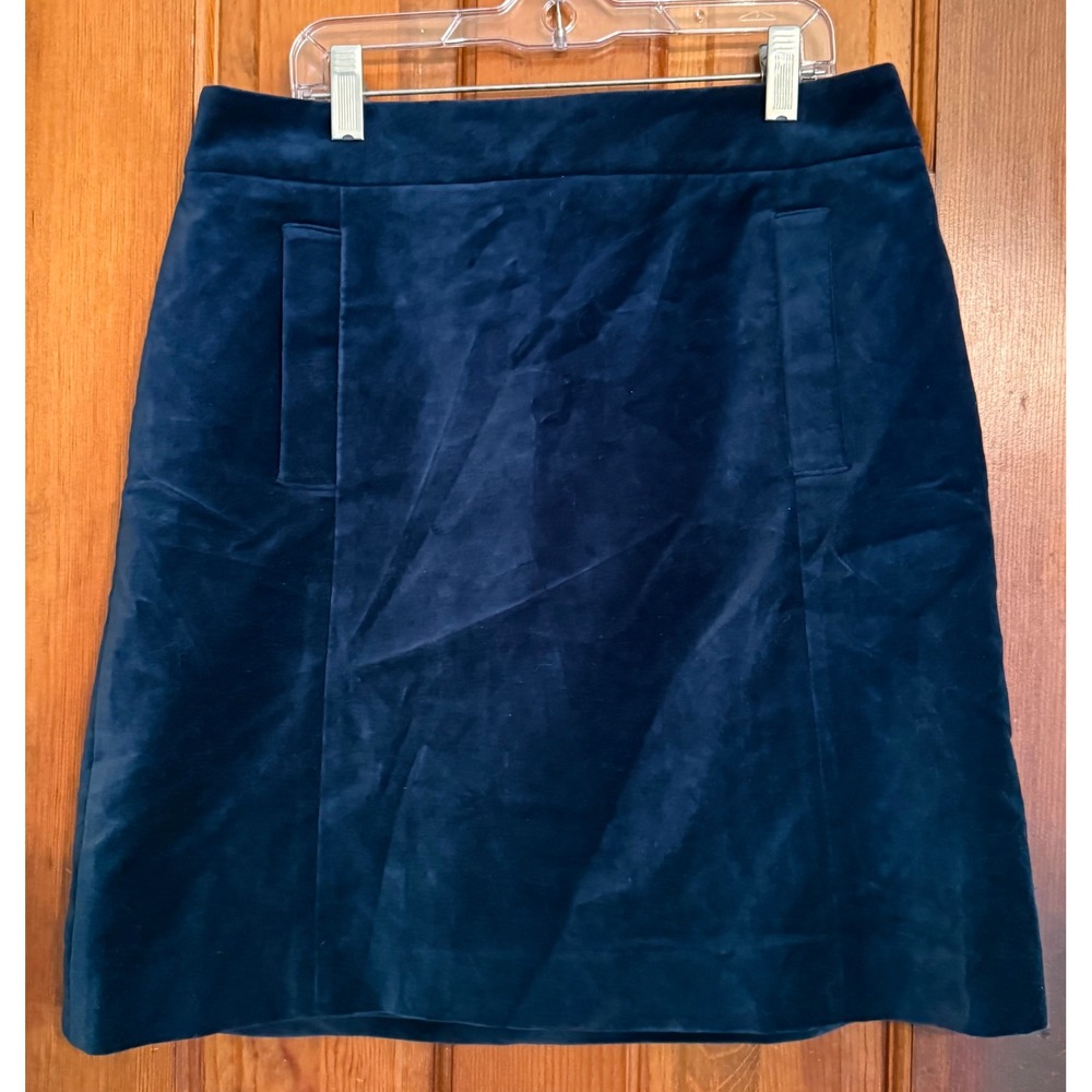 Ann Taylor Petite Navy Blue Velvet A-Line Mini Skirt 6P NWT